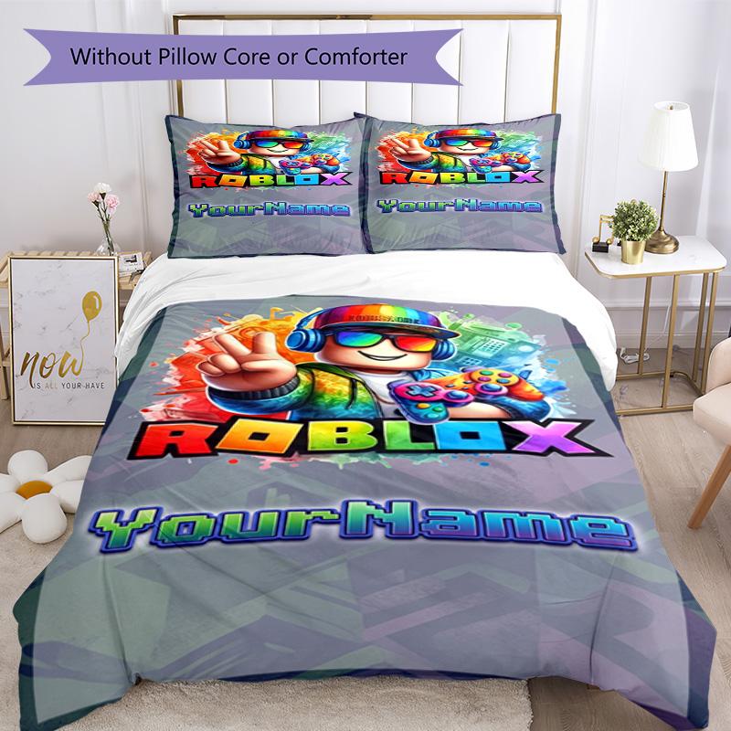Roblox 194 Customize your name Bedding Set Breathable Duvet Cover with Pillowcases Home Decoration Birthday Gift