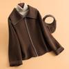 Double-sided Woolen Jacket Women's Short Autumn New Design Large Lapel Niche Zipper High-end Coat