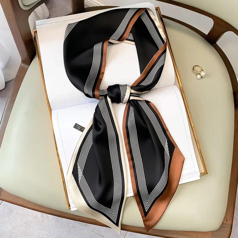 Vintage Horse Print Long Hair Band Ribbon For Women Silk Hair Accessories Trend Girl Bow Scarf Headband Hair Tie