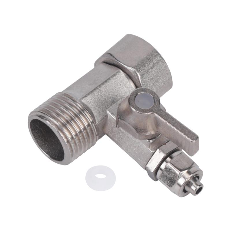 Threaded Faucet Branch Fitting 3 Way Metal Water Split Piece with Shutoff Control for Filter and Kitchen Use Tasks