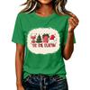 Women's Casual Christmas Print Short Sleeve T-Shirt Fashion Graphic Top for Holiday