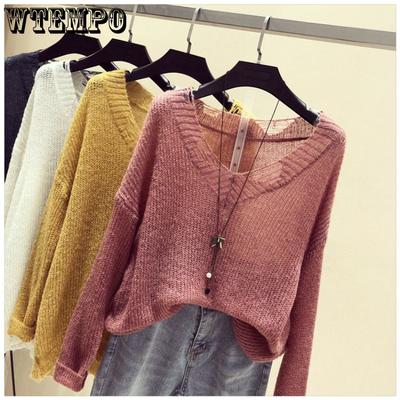Pull de Printemps pour Femmes Pull à Manches Longues Tricot Lâche pour Femmes Pull Fin et Ample Haut Ajouré
