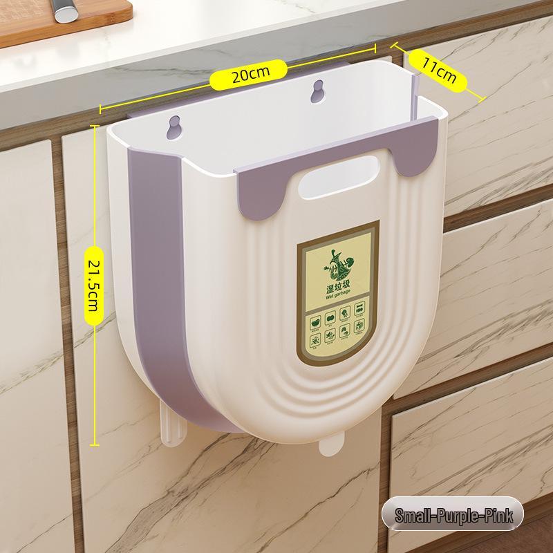 

Wall-Mounted Foldable Kitchen Trash Can - Telescopic Hanging Plastic Storage Bin