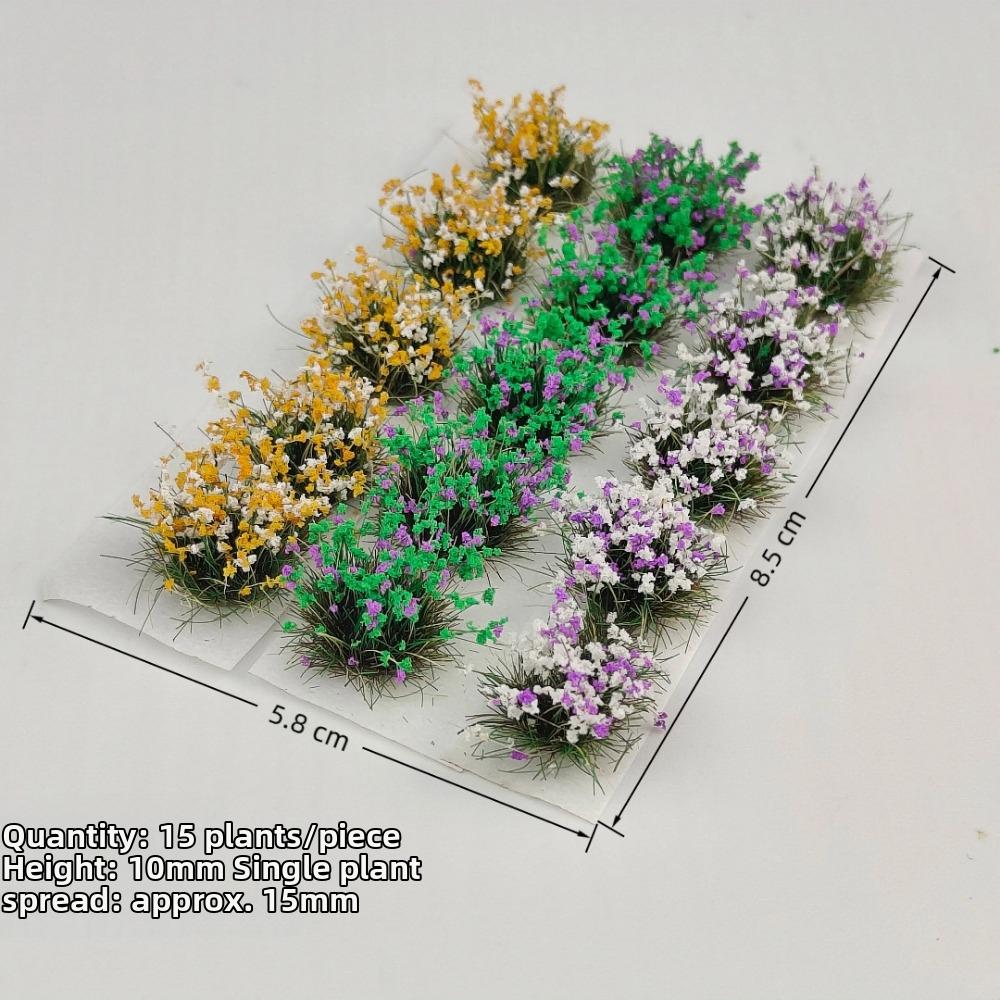15pcs/box 10mm Grass Cluster Model Kit Multicolors Nylon Material Miniature Building Sand Table Flower 8.5*5.8cm diy
