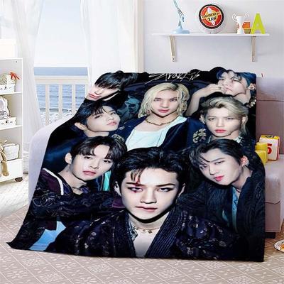 Stray Kids Blanket Soft Sofa Cover Kpop Singer Throw Blanket Flannel Blanket Lightweight Warm Bed Blankets for Bedroom Couch