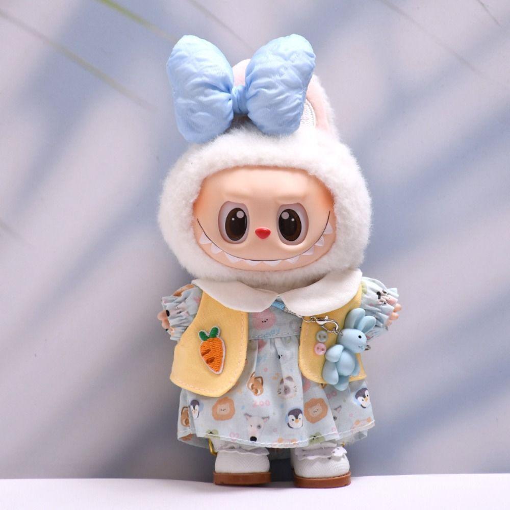 Cute Animal Style Sitting Labubu Time Cloth 17cm Plush Dolls Clothes  Cotton Doll Accessories