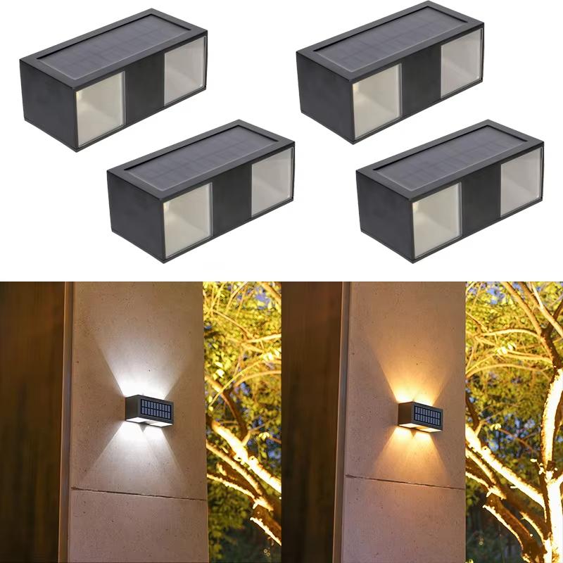 

Solar Wall Lights Outdoor Waterproof Up Down Sconce LED Solar Light IP65 Dusk to Dawn for Porch Fence Deck Garden Backyard 4pc