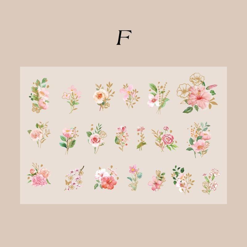 

40 шт./пакет, эстетические цветочные наклейки, набор свежих растений, ручная работа, материал «сделай сам», декоративные канцелярские наклейки F