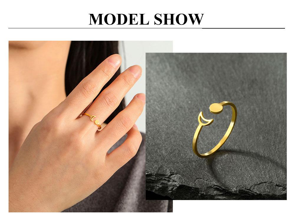 Cazador Crescent Moon Full Moon Rings for Women Stainless Steel Open Finger Rings 2026 Trend Jewelry Birthday Gift Wholesale