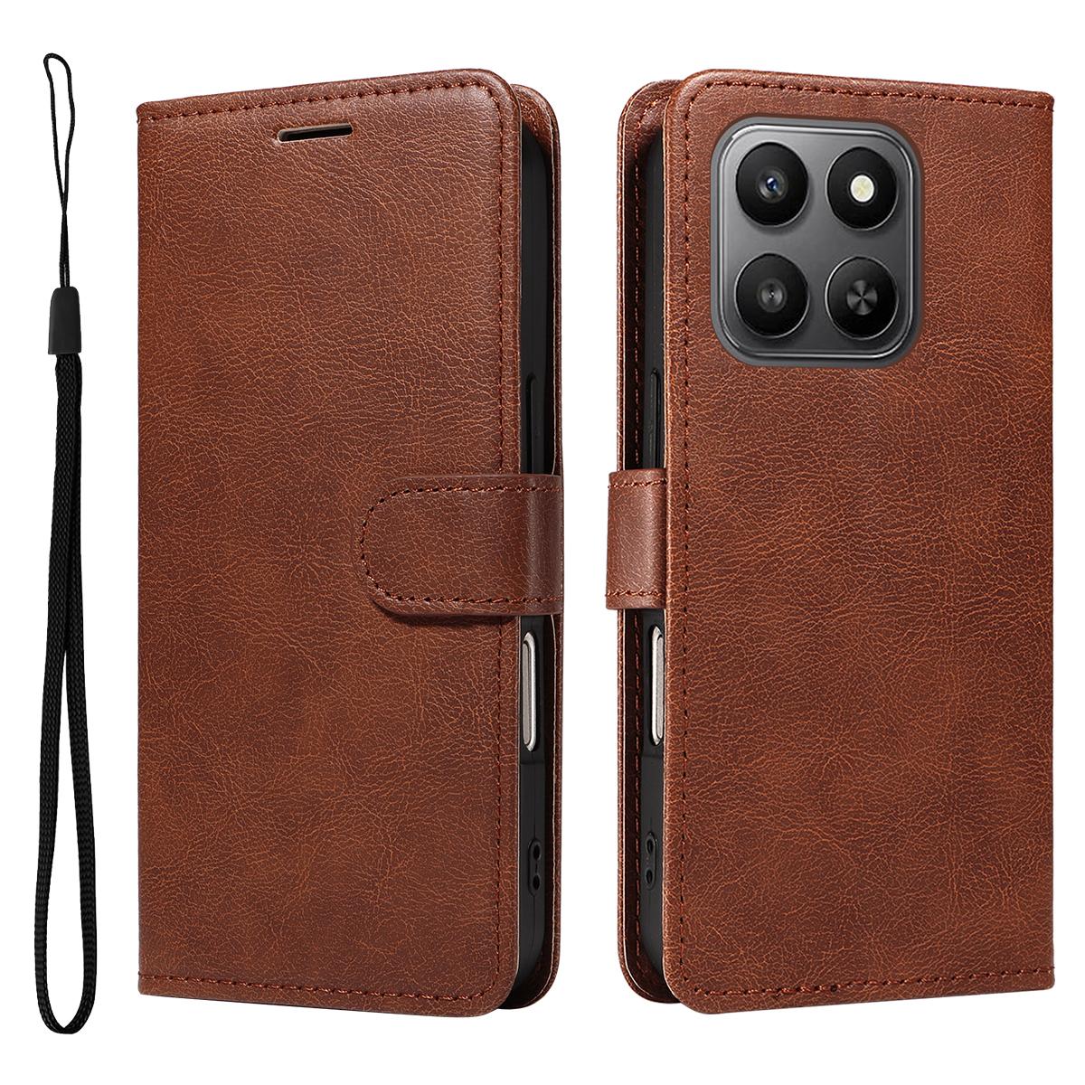 

For Honor 400 Smart 4G Leather Wallet Case with Strap Solid Color Phone Stand Cover