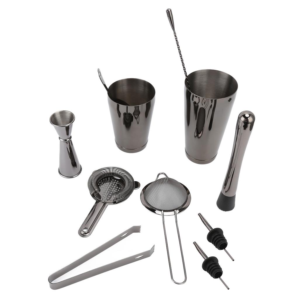 11PCS/Set Cocktail Shaker Set Bartender Kit Cocktail Strainer Stainless Steel Barware for Home