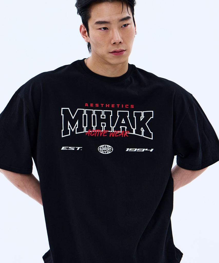 Mihag Stroke Arch Logo Oversized T-Shirt (Black)