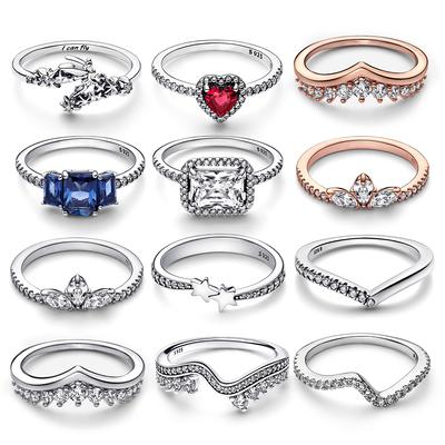 925 Sterling Silver Ring Heart CZ Zircon Fit Original Ring Crown Rings Princess Ring for Women Jewelry Love Gift