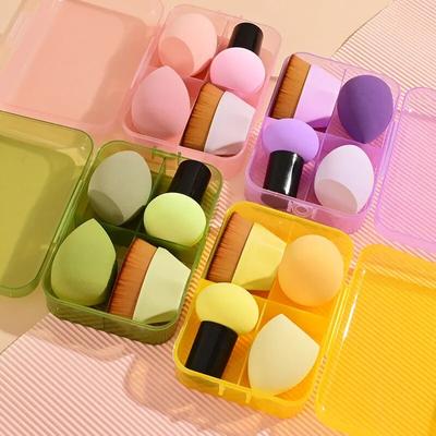 Sada 4 ks štětců na make-up na make-up kosmetiky Puff Set Měkká houbička na make-up na obličej