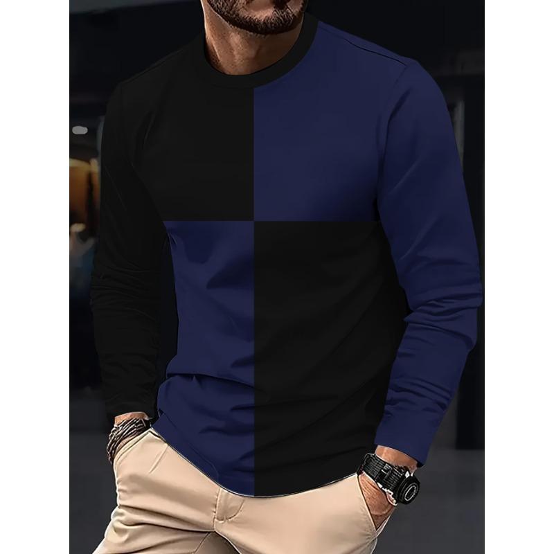 

Мужская футболка с длинными рукавами и круглым вырезом с узором «Шахматная доска» XL