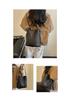 Women's Retro Woven Leather Bucket Bag - Versatile Crossbody for Work and Commute