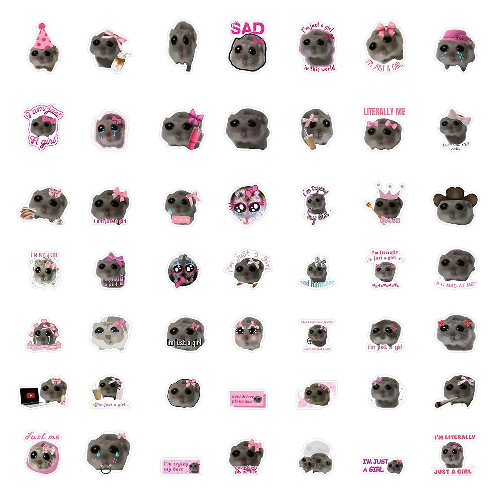 10/30/60pcs Kawaii Cartoon Sad Hamster Meme Stickers Cute Decoration Sticker Luggage Scrapbook Phone Graffiti Decal for Kids Toy