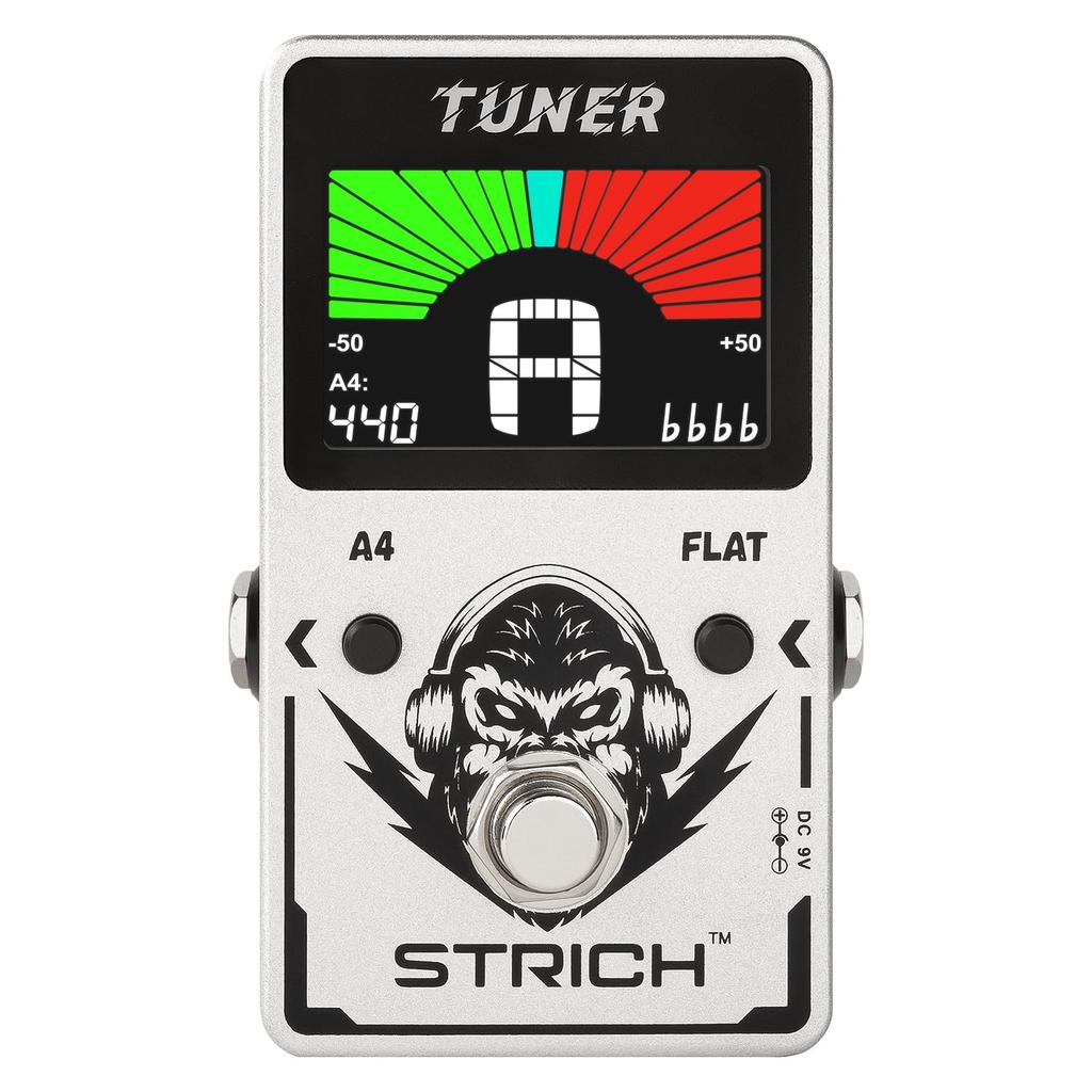 STRICH Tuner Guitar Pedal with Precision Chromatic Drop Tuning, 430-450Hz, A4 True Bypass, Color Display, for Electric Guitar and Bass