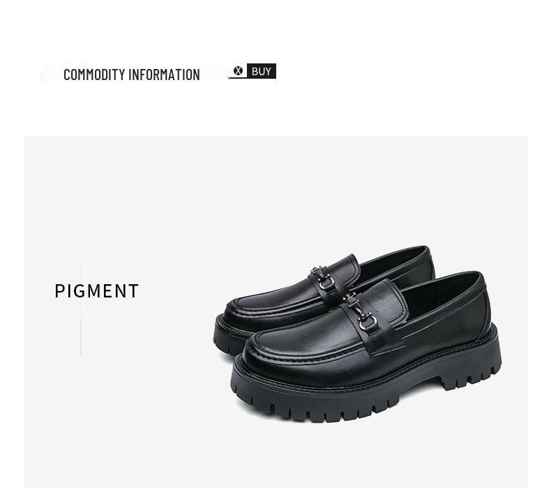 Men's Thick-Soled Patent Leather Height-Increasing Loafers with Chunky Heel