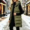 Women's Casual Hooded Cotton-Padded Vest Jacket Sleeveless Outerwear for Fall and Winter