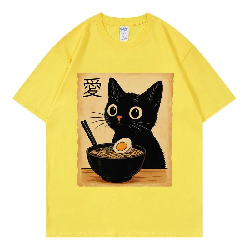 Funny Cat Ramen Graphic T Shirts Men Women Clothing High Quality Fashion Tshirts Summer Casual Short Sleeve T Shirt Streetwear