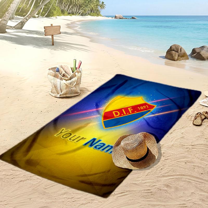 Telo Mare Personalizzato Stampato Djurgårdens IF Logo Calcio Supporto Nome Personalizzato Testo Asciugamano Assorbente Per Sport Viaggio Regalo Speciale