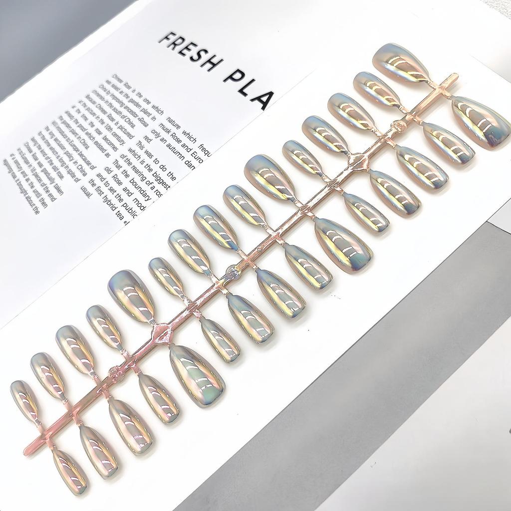 Aurora Cat-Eye Gradient Blush Electroplated Nail Tips