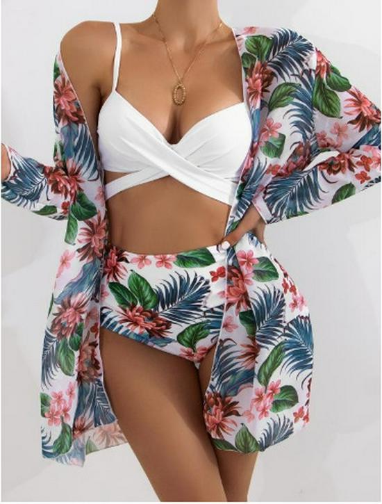 2025 Women's European & American Printed Bikini Swimsuit Beach Set