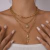 Women European Exaggerated Long Choker Oil Dripping Heart Butterfly Snake Element Jewelry Punk Hip Hop Layered Necklace