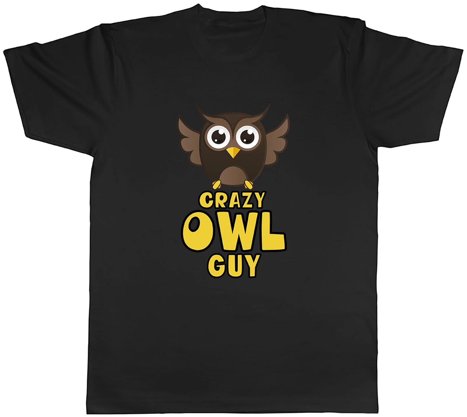 Crazy Owl Guy Mens T-Shirt Funny Night Bird Unisex Tee Gift S