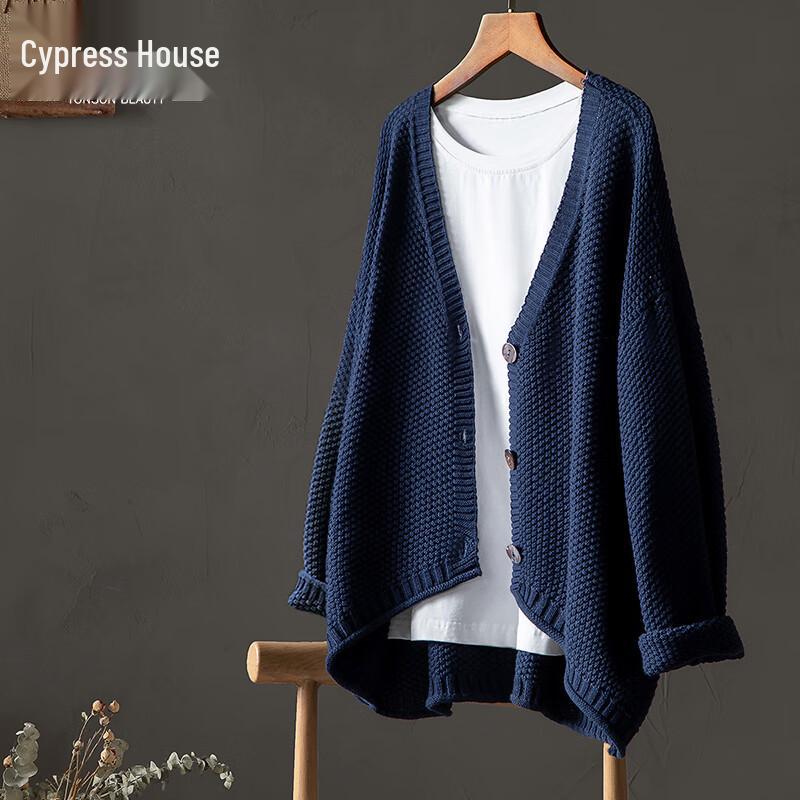 

Sibaishe Women s Loose V-Neck Knit Cardigan L