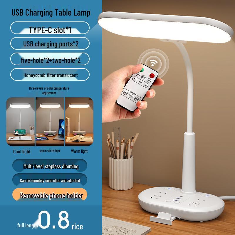 AA Grade LED Eye-Protection Desk Lamp with USB, Soft Light, Night Light, and Wireless Charging for Bedroom or Bedside