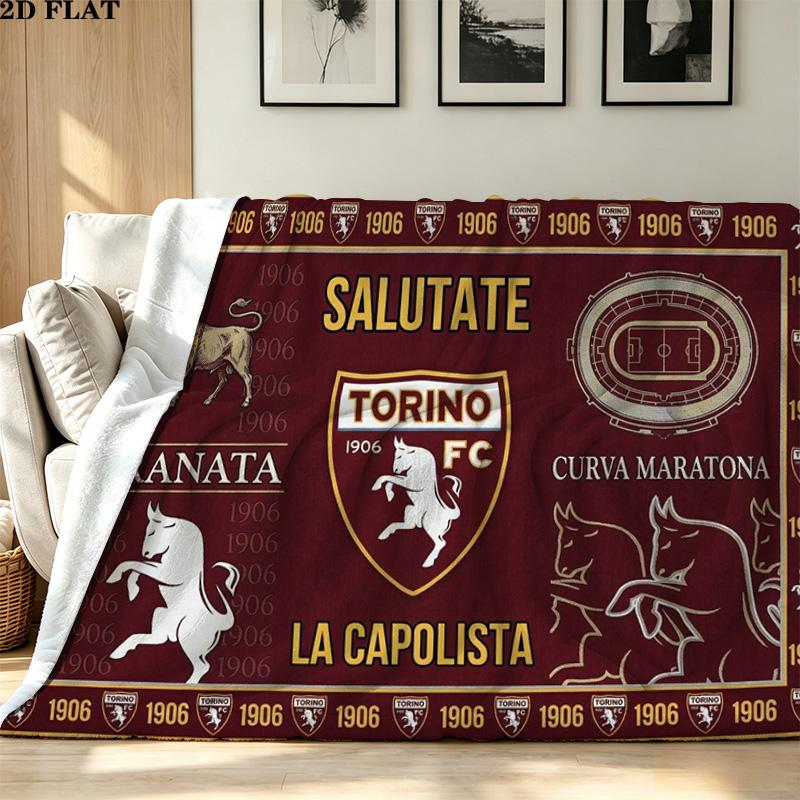 Torino Fc Print Flannel Blanket High Quality Warm Comfortable Cover for All Seasons Perfect for Gifts Home Decor