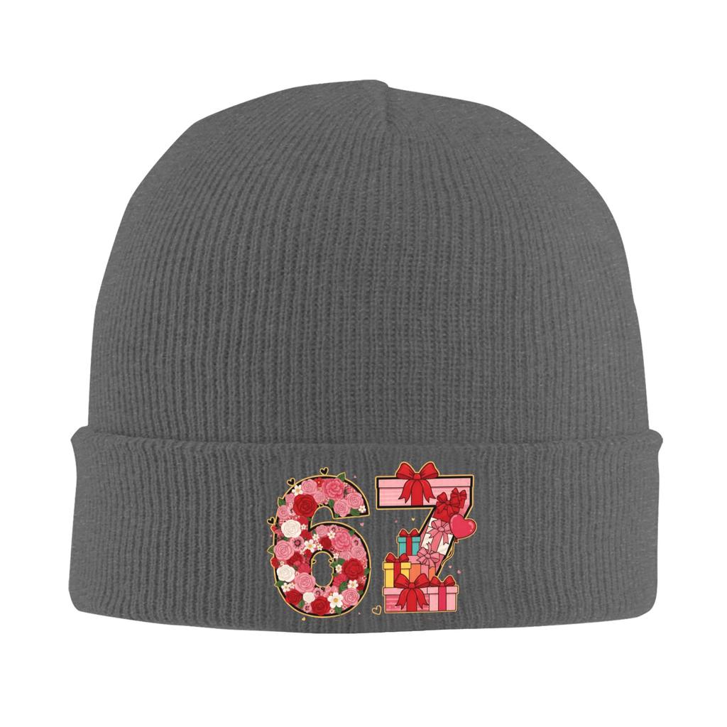 67 Six Seven Meme Mom 67 Meme Beanie Hats  Bonnet Hats Adult Street Y2K Outdoor Sport Skullies Beanies Winter Design Warm Caps