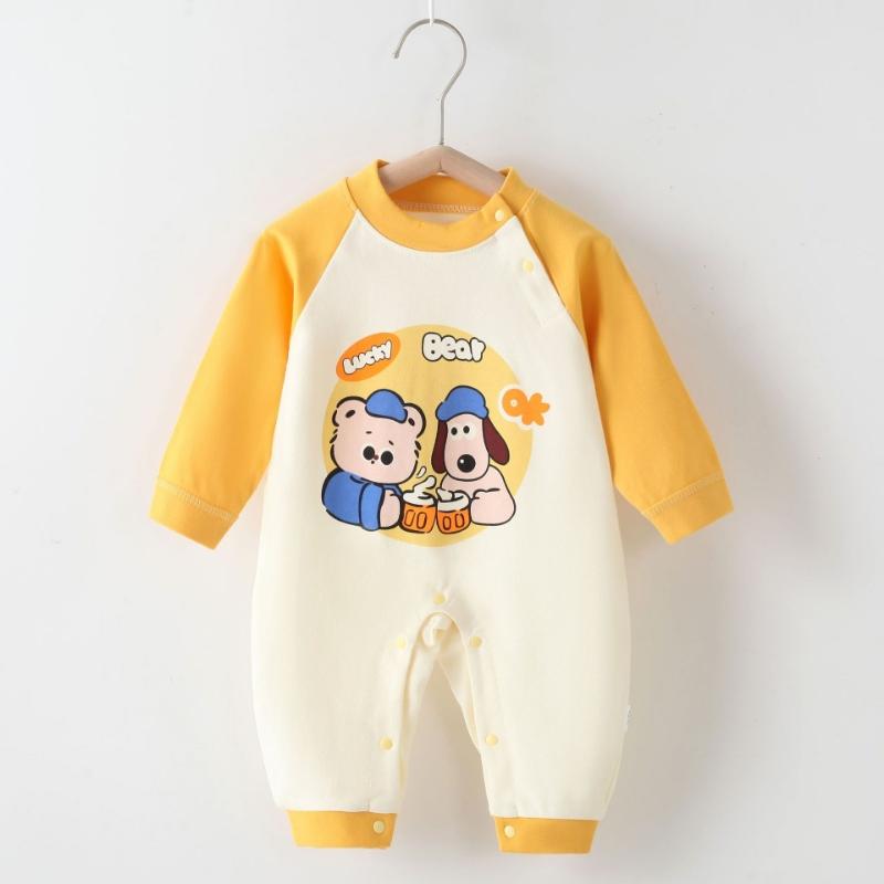 Kjemmet bomull babybody langermet spedbarns jumpsuit dyre-romper unisex termisk undertøy trykknapplukking myk nyfødt onesie vinter varmt antrekk