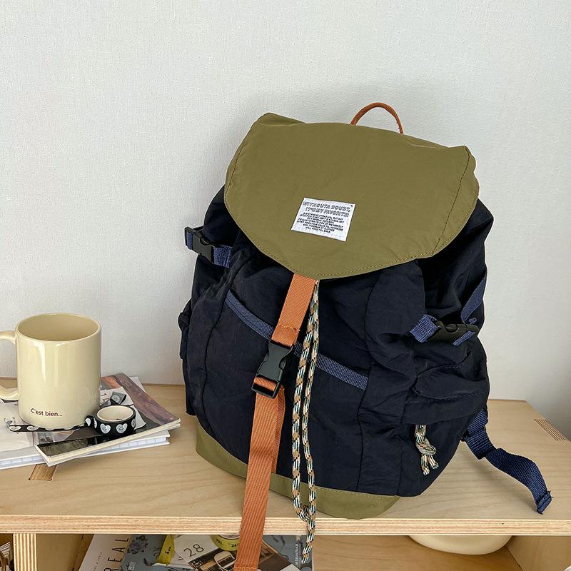 

Children s Backpack Boy School Bag Large Capacity Back-supporting Double-shoulder Bag Simple Canvas Bag зелёный