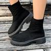 Fashion Spring and Autumn New Sock Boots Women's Plus Size Slip-on Stretch Boots Casual Outside Wear