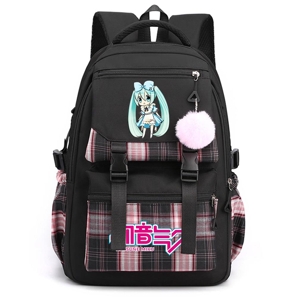 Cartoon Anime Hatsune Miku Printed Large Capacity Backpack for Teenger Student Bookbag Girl Boy Schoolbag Bookbag Women Waterproof Travel Bag