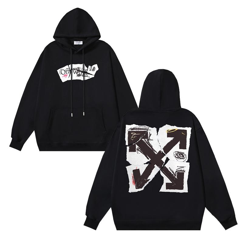 1928 Off-White 2025 Autumn/Winter New Broken Paper Arrow Printed Hoodie for Men and Women