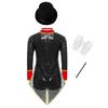 Complete Kids Magician Halloween Costume Set: Sequin Checkerboard Tailcoat Bodysuit with Hat, Bow Tie, Gloves & Magic Wand