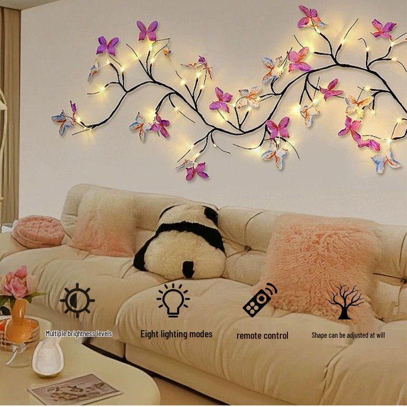 LED Schmetterling Rosenranken Lichter - Biegsame Feiertags Wanddekorationen