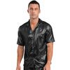 Mens See Through Shirt Turn Down Collar Short Sleeve Water Ripple Shine Beachwear Clubwear Top
