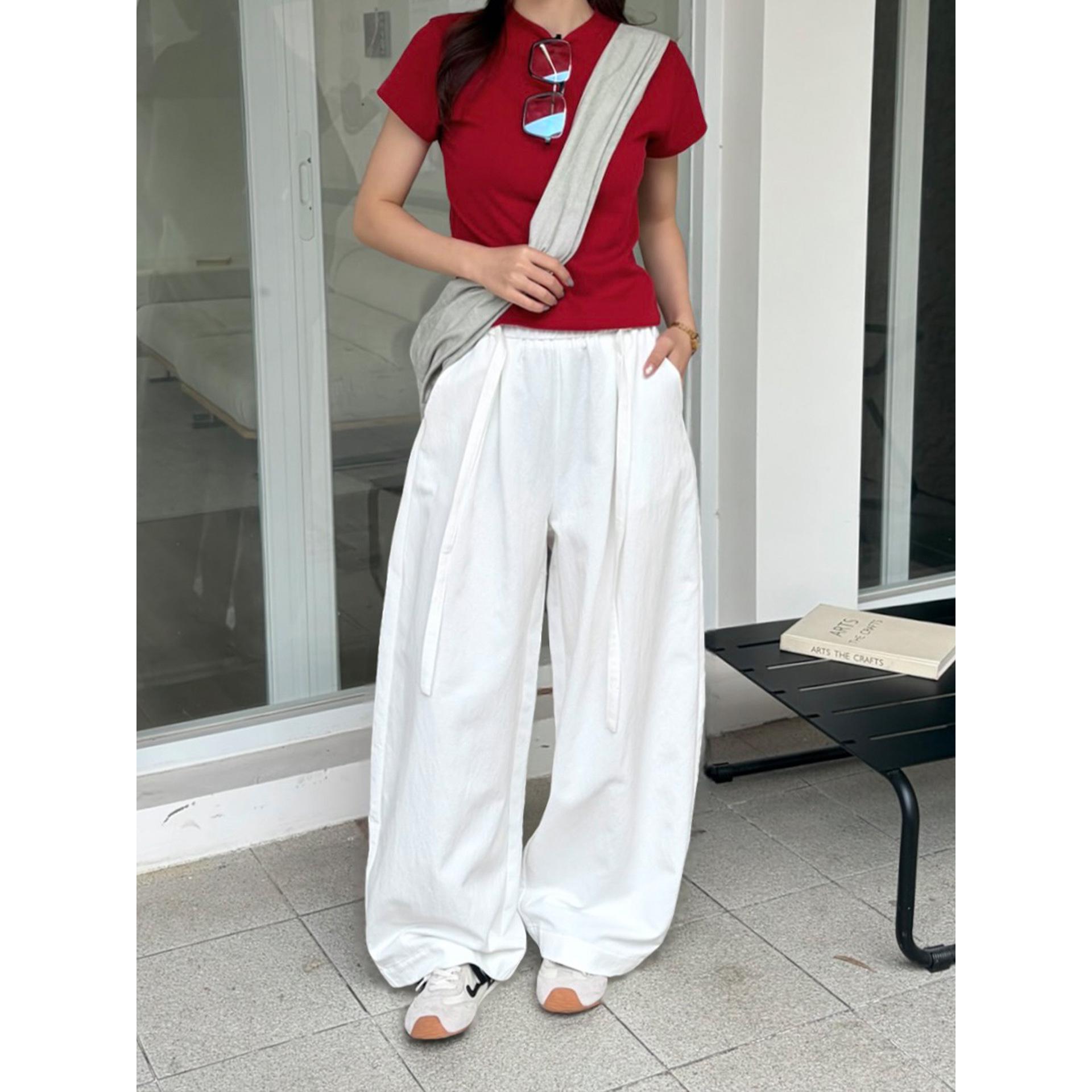 Kids Spring ICC Relaxed Tencel Wide-Leg Elastic Waist Pants Style 1558 S белый