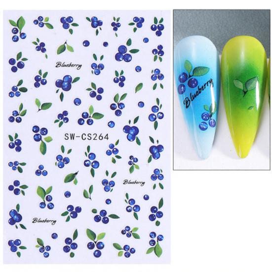 Frucht-Nagelkunst-Aufkleber Selbstklebend Zitrone Erdbeere Blaubeere Maniküre-Dekor Aufkleber Einfach anzuwenden Zuhause Salon DIY Nagelzubehör