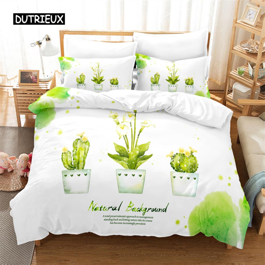 Tropischer Kaktus Bettwäsche Set Bettbezug Set 3D Bettwäsche Digitaldruck Bettwäsche Queen Size Bettwäsche Set Modisches Design