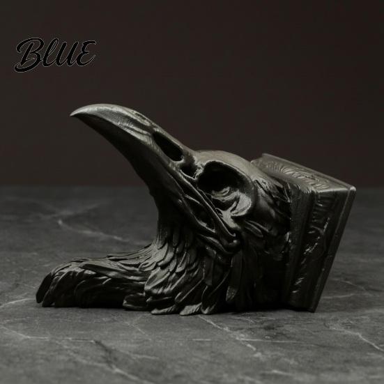 Halloween Desktop Decoration Eagle Head Statue 3D Printed Animal Sculpture Gothic Jewelry Black Figurine Storage Organizer for Keys Small