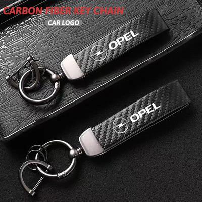 Carbon Leather Car Keychain Zinc Alloy Keyrings For Astra Grandland Corsa Mokka Frontera Insignia Zafira Vivaro Karl Combo