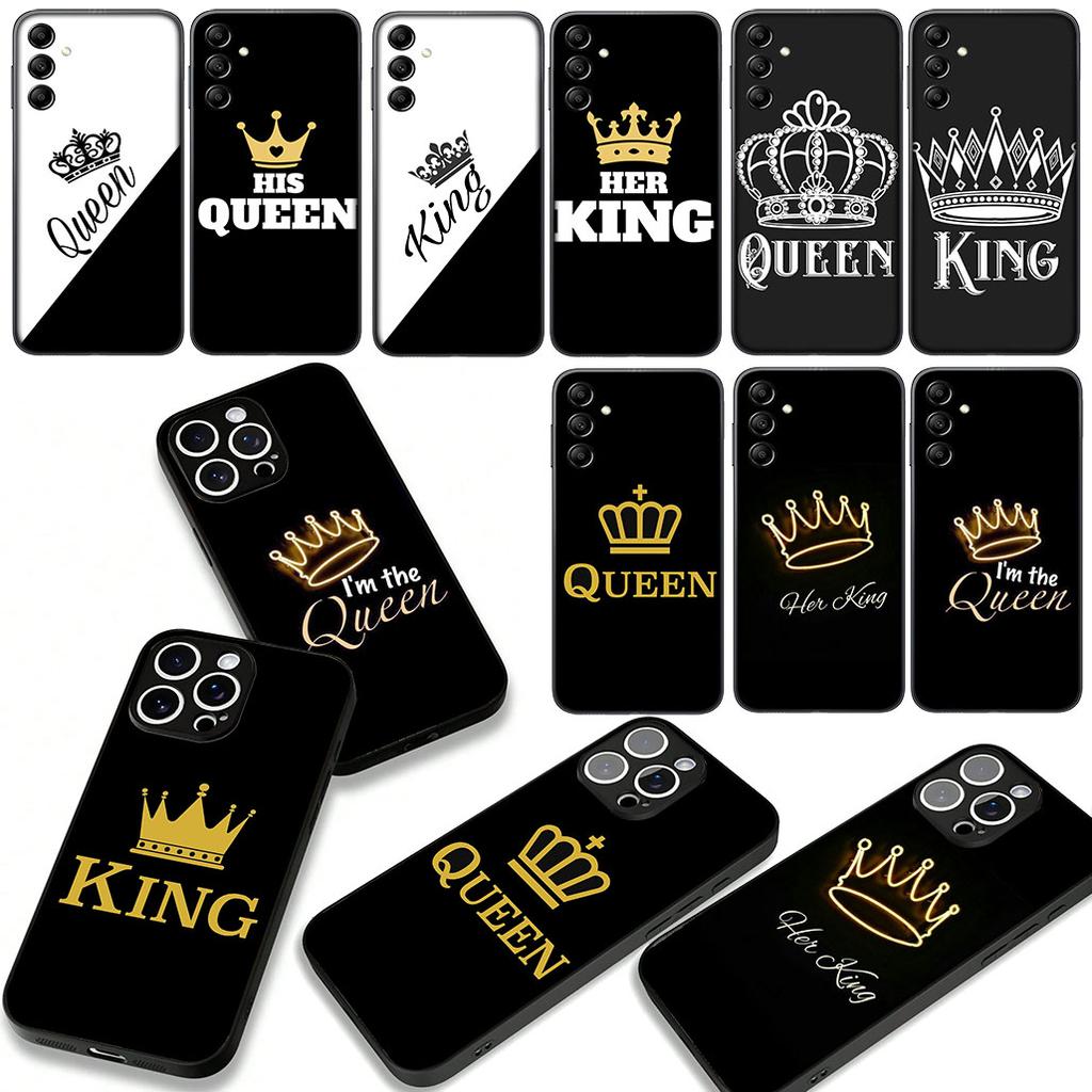 Cartoon König Königin Paar Liebhaber Handyhülle Case für Apple iPhone 16 15 14 Plus 13 12 Mini 17 Pro Max + 16E Air 16+ ProMax