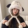 Winter fluffy hat cute ears pullover hat outdoor warm ear protection bag head cold hat fleece thickened millinery hat