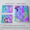 3dílná modro-fialová sada povlečení Dreamy Mermaid s 3D potiskem, útulný povlak na přikrývku, velikost King, Queen, Single, dárek k narozeninám pro dívku, dekorace do ložnice